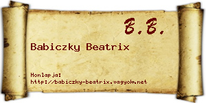 Babiczky Beatrix névjegykártya